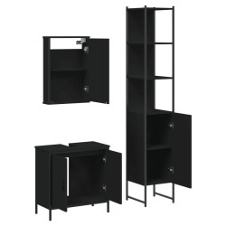 Ensemble de meubles salle de bain 3 pcs noir bois d'ingénierie 
