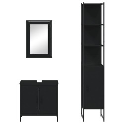 Ensemble de meubles salle de bain 3 pcs noir bois d'ingénierie 