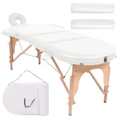 Table de massage pliable 4 cm d'épaisseur et 2 traversins Blanc 