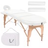 Table de massage pliable 4 cm d'épaisseur et 2 traversins Blanc 