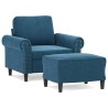 Fauteuil avec repose-pied Bleu 60 cm Velours 
