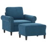 Fauteuil avec repose-pied Bleu 60 cm Velours 