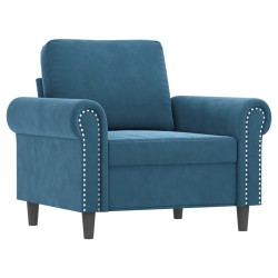 Fauteuil avec repose-pied Bleu 60 cm Velours 