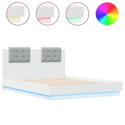 Cadre de lit avec LED sans matelas blanc 135x190 cm 