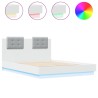 Cadre de lit avec LED sans matelas blanc 135x190 cm 