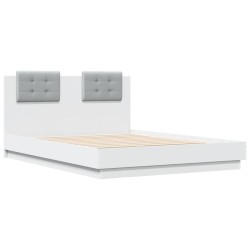 Cadre de lit avec LED sans matelas blanc 135x190 cm 