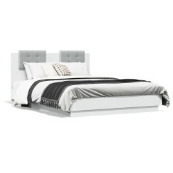 Cadre de lit avec LED sans matelas blanc 135x190 cm 