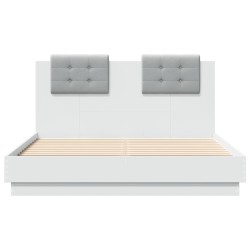 Cadre de lit avec LED sans matelas blanc 135x190 cm 