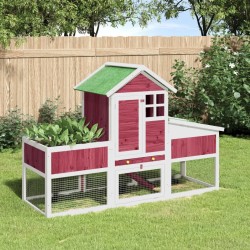 Clapier rouge 170x63x113 cm bois de pin massif 