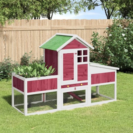Clapier rouge 170x63x113 cm bois de pin massif 