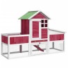 Clapier rouge 170x63x113 cm bois de pin massif 