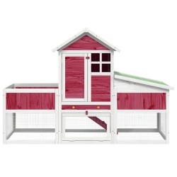 Clapier rouge 170x63x113 cm bois de pin massif 
