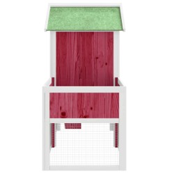 Clapier rouge 170x63x113 cm bois de pin massif 