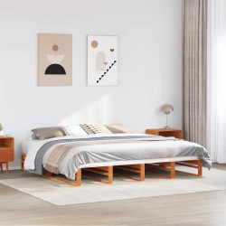 Cadre de lit sans matelas cire marron 180x200cm bois pin massif 