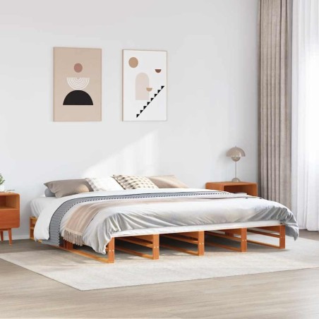 Cadre de lit sans matelas cire marron 180x200cm bois pin massif 