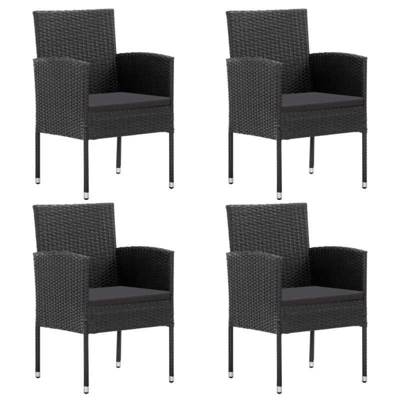 Chaises de jardin coussins noir lot de 4 noir résine tressée 