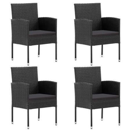 Chaises de jardin coussins noir lot de 4 noir résine tressée 