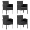 Chaises de jardin coussins noir lot de 4 noir résine tressée 
