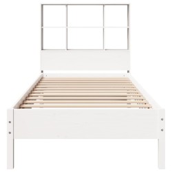 Lit bibliothèque sans matelas blanc 90x190cm bois de pin massif 