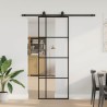 Porte coulissante kit de quincaillerie noir 76x205 cm verre ESG 