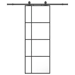 Porte coulissante kit de quincaillerie noir 76x205 cm verre ESG 