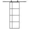 Porte coulissante kit de quincaillerie noir 76x205 cm verre ESG 