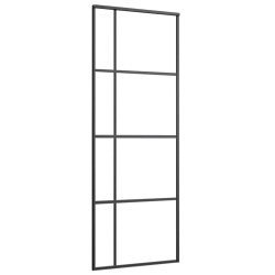 Porte coulissante kit de quincaillerie noir 76x205 cm verre ESG 