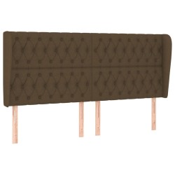 Tête de lit avec oreilles Marron foncé 203x23x118/128 cm Tissu 