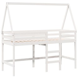 Lit superposé avec échelle et toit sans matelas blanc 90x200 cm 