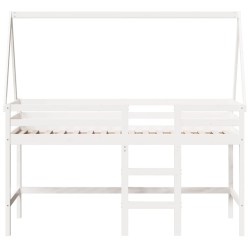 Lit superposé avec échelle et toit sans matelas blanc 90x200 cm 