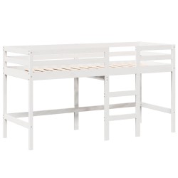Lit superposé avec échelle et toit sans matelas blanc 90x200 cm 