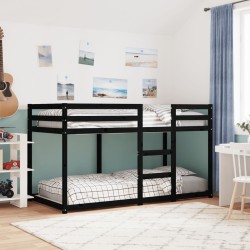 Lit superposé sans matelas noir 90x190 cm bois de pin massif 