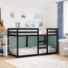 Lit superposé sans matelas noir 90x190 cm bois de pin massif 