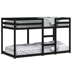 Lit superposé sans matelas noir 90x190 cm bois de pin massif 