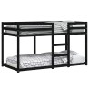 Lit superposé sans matelas noir 90x190 cm bois de pin massif 
