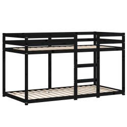 Lit superposé sans matelas noir 90x190 cm bois de pin massif 