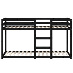 Lit superposé sans matelas noir 90x190 cm bois de pin massif 