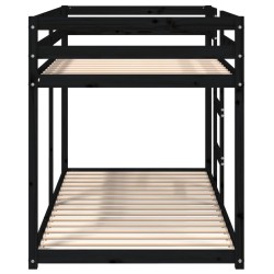 Lit superposé sans matelas noir 90x190 cm bois de pin massif 