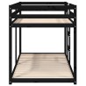 Lit superposé sans matelas noir 90x190 cm bois de pin massif 