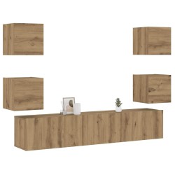 Meubles TV muraux 6 pcs chêne artisanal bois d'ingénierie 