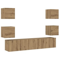 Meubles TV muraux 6 pcs chêne artisanal bois d'ingénierie 
