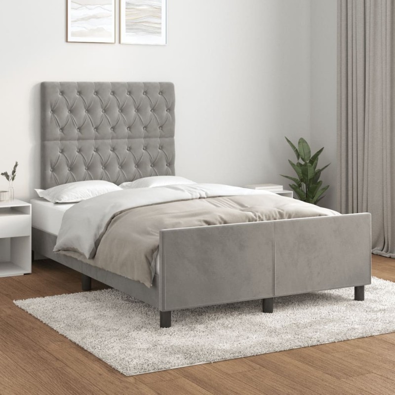 Cadre de lit sans matelas gris clair 120x190 cm velours 