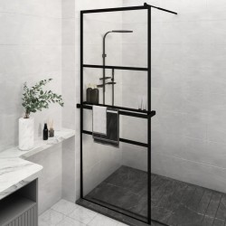 Paroi de douche avec étagère Noir 80x195 cm Verre ESG&Aluminium 