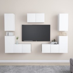 Ensemble de meubles TV 7 pcs Blanc Bois d'ingénierie 
