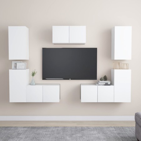 Ensemble de meubles TV 7 pcs Blanc Bois d'ingénierie 