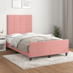 Cadre de lit sans matelas rose 120x190 cm velours 