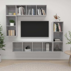 Ensemble de meubles TV 4 pcs Gris béton Bois d'ingénierie 