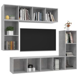 Ensemble de meubles TV 4 pcs Gris béton Bois d'ingénierie 