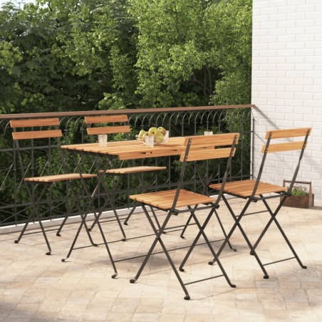 Ensemble de bistro pliable 5 pcs Bois d'acacia solide et acier 