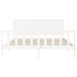 Cadre de lit sans matelas blanc bois massif de pin 
